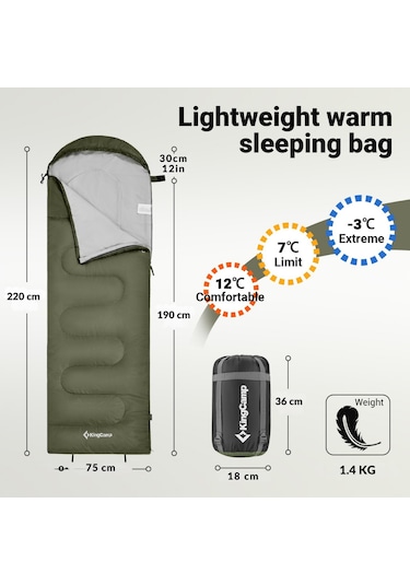 Kingcamp Oasis 250 Ultralight Uyku Tulumu Olive Sol F. Yeşil