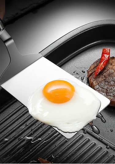 Profesyonel Spatula/kazıyıcı, Paslanmaz Çelik Spatula, Izgara Aksesuarı, Hamburger Spatulası, Krep Spatulası, Izgara Ve Düz Üst Izgara İçin İdealdir. Siyah