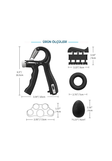 Exeo Direnç Ayarlanabilir Sayaçlı El Egzersiz Yayı Seti -60 KG