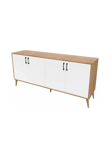 1676 Hera ( Ahşap Ayaklı ) Modern Konsol Sepet - Beyaz 180 CM