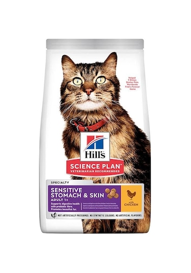 Hill's Sensitive Stomach & Skin Tavuklu Yetişkin Kedi Maması 1500 G