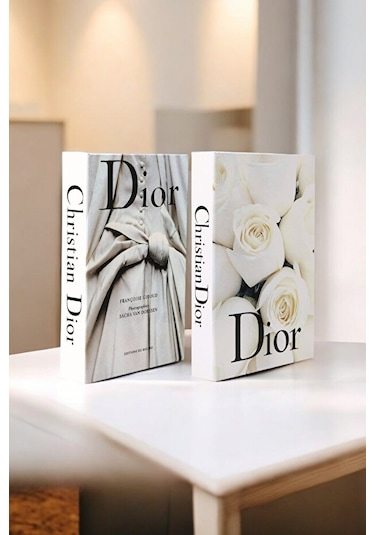 2'li Gelinlik & Beyaz Gül Dekoratif Kitap Kutu