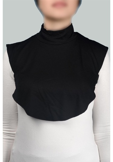 Altobeh Düz Balıkçı Yaka Boğazlı Penye Tesettür Kadın Yakalık Boyunluk - Siyah