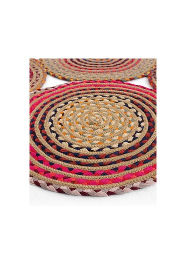 Cool Halı Luke 414 Renkli Yuvarlak Halı Bohem Örgü Hasır Kilim Dekoratif Mutfak Balkon Banyo Halısı