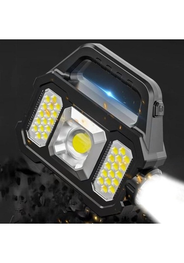Createtech Yürüyüş Usb Torch Taşınabilir Su Siyah Şarj Led Kamp Işık Işığı İçin Güneş Güçlü Geçirmez Feneri Fener El Edilebilir Dişli Cob/led 6 500lm 2205a Xj Siyah