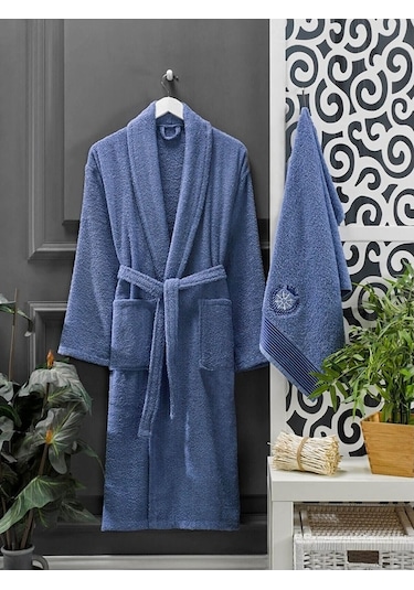 4 Parça Aile Bornoz Seti Kadın Erkek Havlulu Bornoz Takımı 100 La (516052037)
