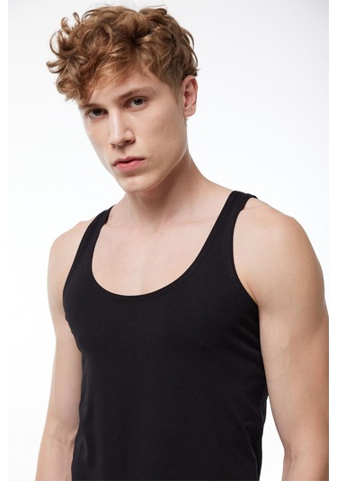 Malabadi Erkek Siyah Ince Askılı Iz Yapmayan Modal Atlet 013 Siyah