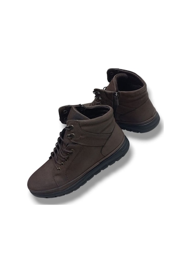 Growish Gr0264 Hakiki Greyzır Deri Kaydırmaz Taban Erkek Yüksek Yarım Bot Kahverengi