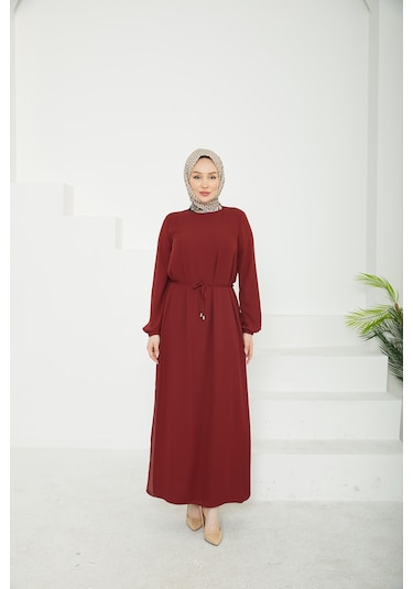 Armine Trend Kolları Lastikli Astarlı Elbise Bordo 25yt927 Bordo Armine Trend Kolları Lastikli Astarlı Elbise Bordo 25yt927 Bordo