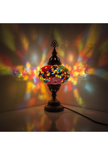 Dekoratif MOZAİK RENKLİ OTANTİK DESENLİ MOZAİK GECE LAMBASI