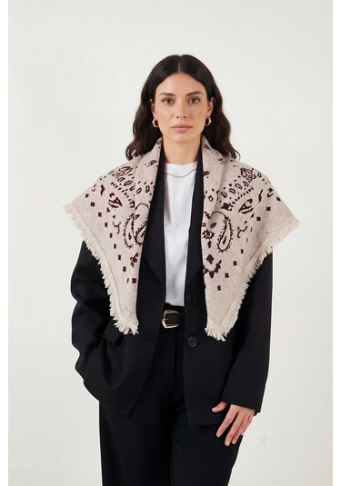 Lela Bayan Şal 6941300 Bej-bordo