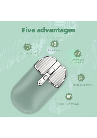 Geeksen Kablosuz T600 Fare - 2.4g+bt5.1, Şarj Edilebilir 500mah, Uv Kaplama, Sessiz Tasarım 112 Karakter Diğer