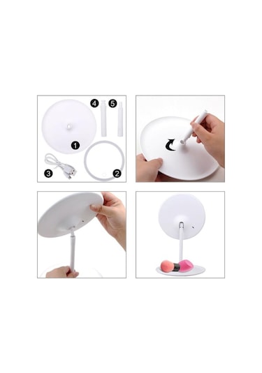 SM8 Dokunmatik Led Işıklı Usb Şarjlı Yuvarlak Makyaj Aynası Beyaz