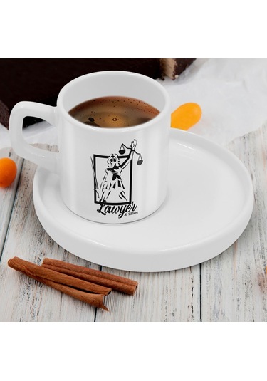 Bk Gift Kişiye Özel Sunum Tabaklı Avukat Tasarımlı Kahve Fincanı-15, Sevgiliye Hediye, Arkadaşa Hediye, Avukata Hediye Kobitmeyen137779 Bk Gift