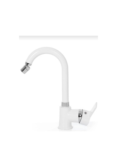 Beyaz Krom Armut Oynar Başlıklı Lavabo Bataryası Çeşmesi