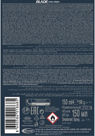 Blade Cool Fresh Erkek Sprey Deodorant 6 x 150 ML