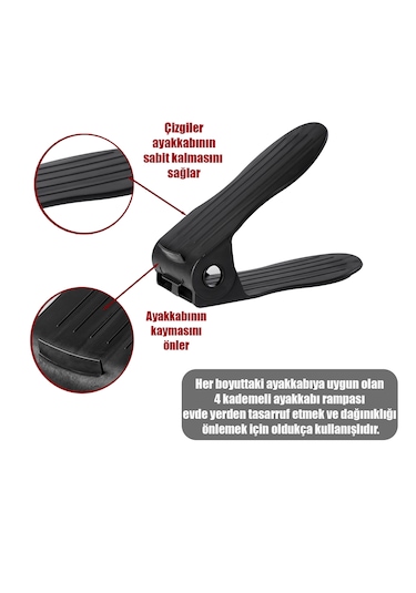 Porsima Org-201 10li Ayakkabı Rampası Dolap İçi Düzenleyici Siyah