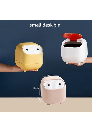 Fastbuy Xj-cute Mini Masaüstü Çöp Kovası Kapaklı Çift Taraflı Çöp Kovası Çoklu Senaryolara Uygun Çöp Kovası