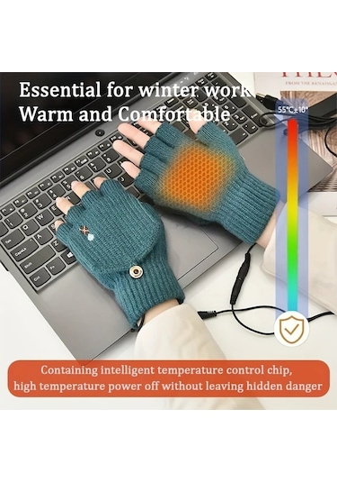 Willowhaven Lüks Model Yeşil Usb Elektrikli Eldiven, Kışlık El Isıtma, Dokunmatik Ekran Kapaklı