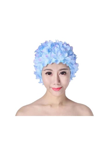 Mavi Su Sporları Şapka Muhteşem Yumuşak Yeniden Kullanılabilir Kadın Duş Şapka Renkli Su Sporları Şapka Plaj Yüzme Şapka Yetişkin İçin Mavi