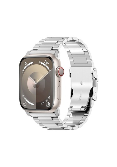 iOs Watch Uyumlu Se 2023 İçin 44mm 26mm Emniyet Tokası Titanyum Alaşımlı Saat Bandı Gümüş