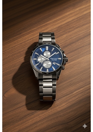 Ferrucci Erkek Kol Saati Antrasit Renk, Mavi Kadran - Fc14084fm.05, 2 Yıl Garantili Metalik Gri