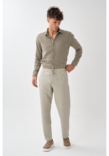 Alexandergardi Smart Casual Dokulu Pantolon Yeşil