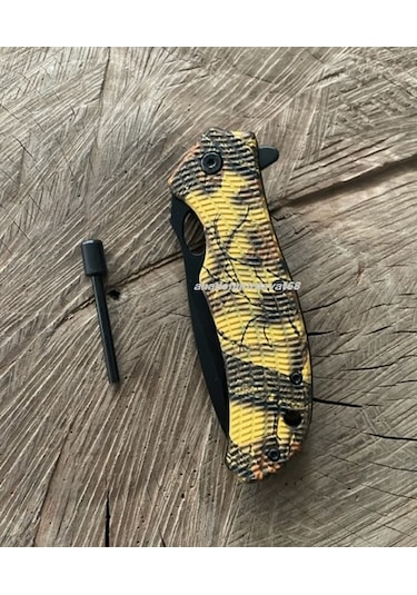 Gerber Carbon Çelik Özel Cep Çakısı Kamp Çakısı Açacak Çekiçli Cep Bıçak 22cm Siyah Sarı