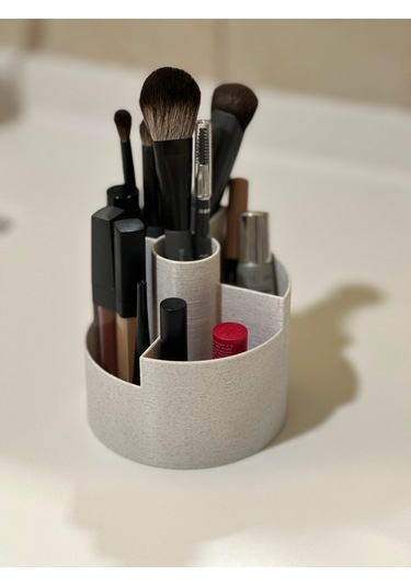 Şık Modern 5 Bölmeli Makyaj Organizeri - 10cm Mermer Beyazı