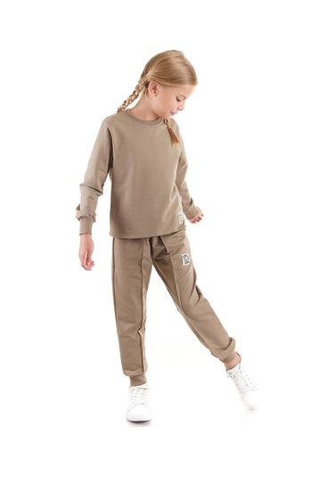 Ahengim Kız Çocuk Back To School Pamuklu Trend Eşofman Takımı Ak2529 Haki