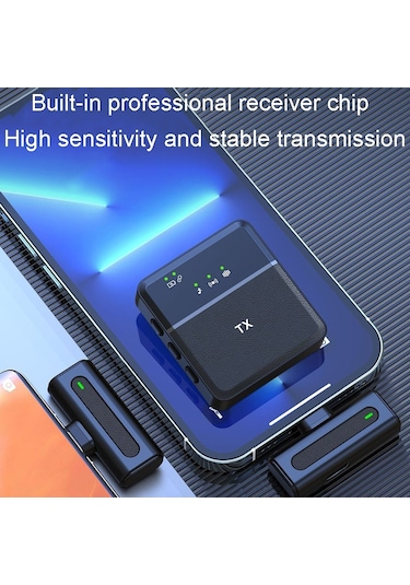 Kablosuz Yaka Mikrofonu Bire Bir Canlı Kayıt Gürültü Önleyici Mikrofonlar, Arayüz: 8 Pin