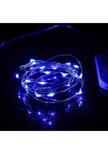 Mavi Parti Pil Aydınlatma Düğün Lambası Dıy Led Güneş Işıkları Yanıp Sönen Dize Işık Romantik 5m 50led Mavi