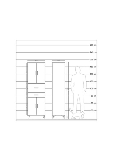 Hyperion Dolap 4 Raflı 2 Çekmeceli 4 Kapaklı 60x44x195 Aytaşı-çam Antrasit