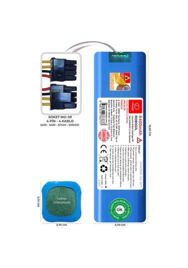Arçelik Rs 9034 6400mah Uyumlu Robot Süpürge Pili C6409bs-arç-001