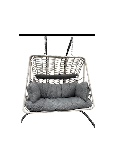 Tu Tienda Çift Kişilik Makrome Ip Örgü Salıncak,krem Krem