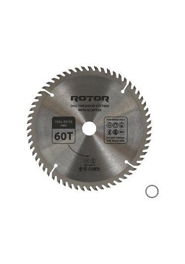 Ahşap Kesme Diski Rotor 185 20/16 Adaptörlü 60t