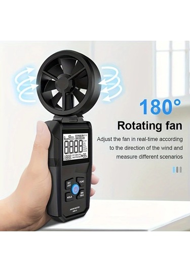 Boatshop1 Am610 Porometısto Dijital Anemometre Ruzgar Hizi Olcer Sicaklik Ve Soguk Olcumlu Lcd Ekranli Yuksek Hassasiyetli Siyah