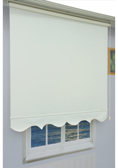 Kalın Keten Stor Zebra Güneşlik Perde Etekli Alüminyum Kasa & Boru, Ithal Kumaş Ekru