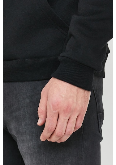 Polostate Erkek İskelet Nakışlı 3 İplik Sweatshirt Siyah