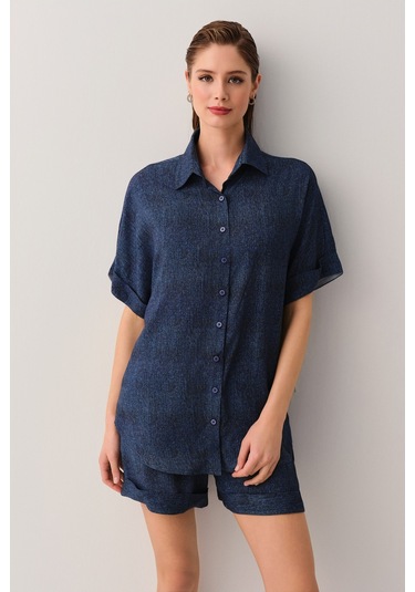 Suwen Denim Plaj Gömleği Sba25700484 Denim Çok Renkli