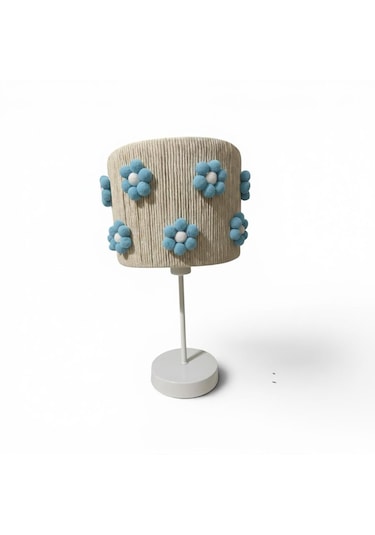 Elizim Home Lighting Makrome Papatyalı Abajur Mavi