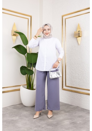 Beli Lastikli Salaş Ayrobin Pantolon - Gri / A0103 Gri