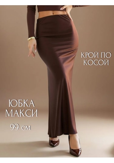 Lınesıde Lastikli Maxi Saten Etek Uzun 412399888 Kahverengi