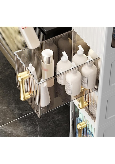 Banyo, Yatak Odası, Çamaşır Odası 4 Katlı Çekmeceli Dolap Beyaz - Gri