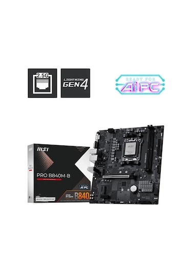 Msı Pro B840m-b Ddr5 Hdmı Pcıe 16x V4.0 Am5 Matx
