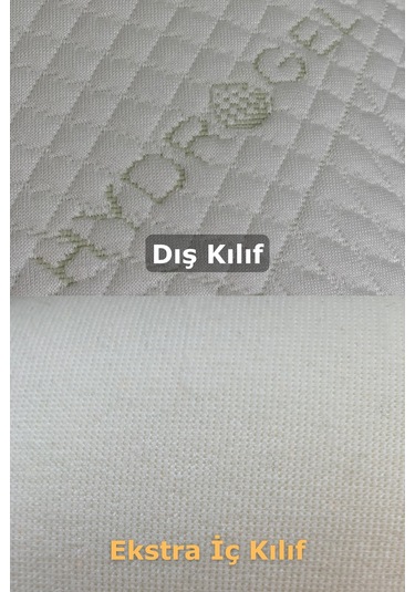 Rudu Hidrojel Hydrogel Kılıf, Bütün Visco Visko Medical Yastık 51x41x13-11cm 1350 Gr Omuz/boyun Destekli Beyaz - Yeşil