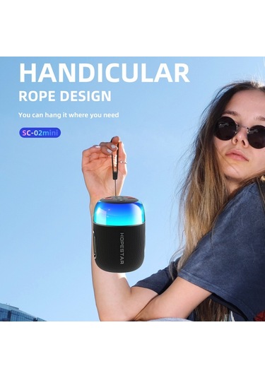 Hopestar SC-02MİNİ 10W RGB Işıklı 5.3 Bluetooth Taşınabilir Kablosuz Hoparlör