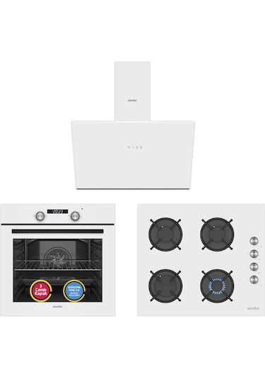 Simfer SB8231 - T3048 - SD8722 Trend Power Beyaz 3'lü Ankastre Set