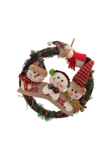 Kangvka Noel Kardeşleri Rattan Çemberi - Rustik Stil Ev Kapısı Pencere Dekorasyonu - Açık Renkli Noel Vibe Oluşturucu