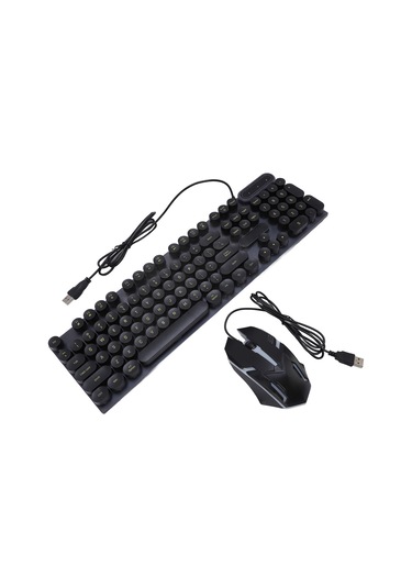 Xindoker D500 Siyah Kablolu Klavye Fare Seti, Pencere Ve Mac Uyumlu, 1600 Dpı, Su Geçirmez, Işıklı Tuşlar, Dayanıklı Uv Baskı, Plug And Play